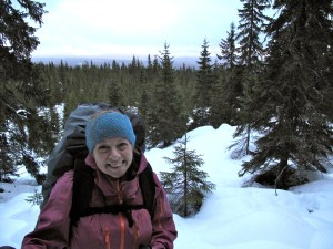 Utsikt utover Finnskogen på veg opp til det 641 meter høye Smalberget